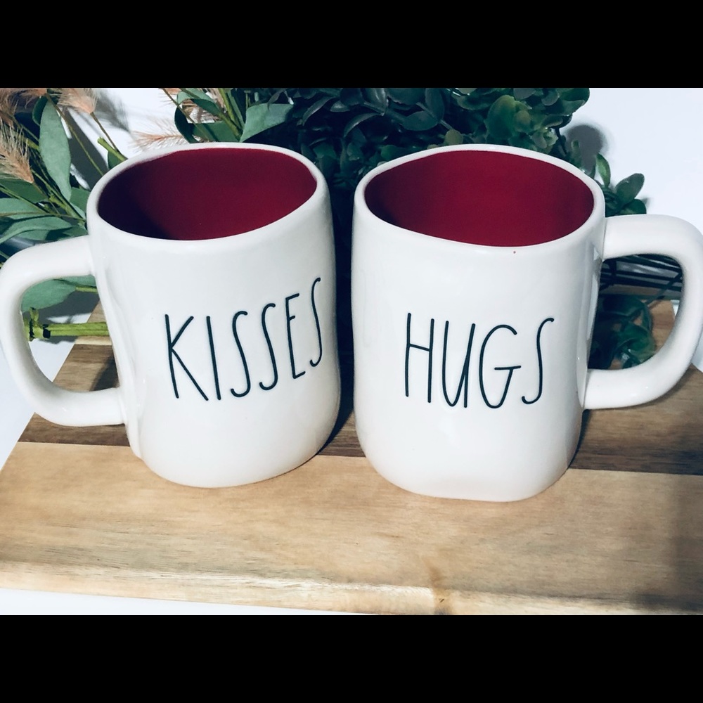 Set of Rae Dunn #hugskisses mugs